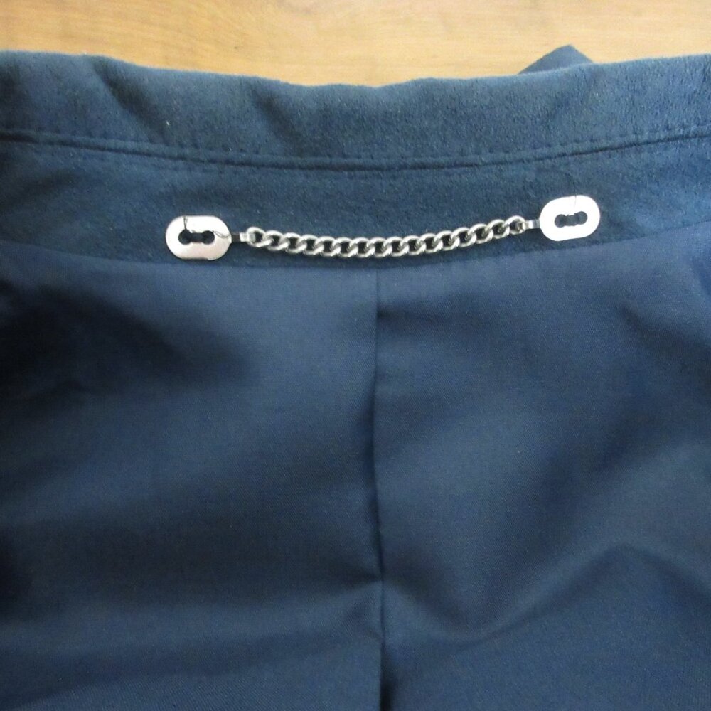 Cyril Creation Suisse Navy Blue Trench Coat Sz 8 Overcoat Faux Suede Germany Vtg View 6